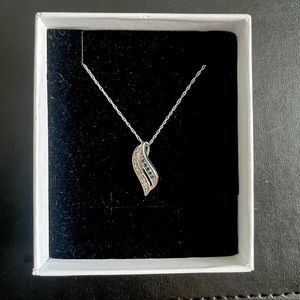 Kay Jewelers Silver and Blue Diamond Necklace